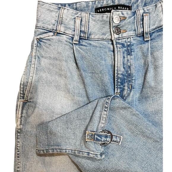 Veronica Beard Monika Extra High Waist Tapered Jean 25 Light Wash Ankle Pleated - Picture 6 of 8